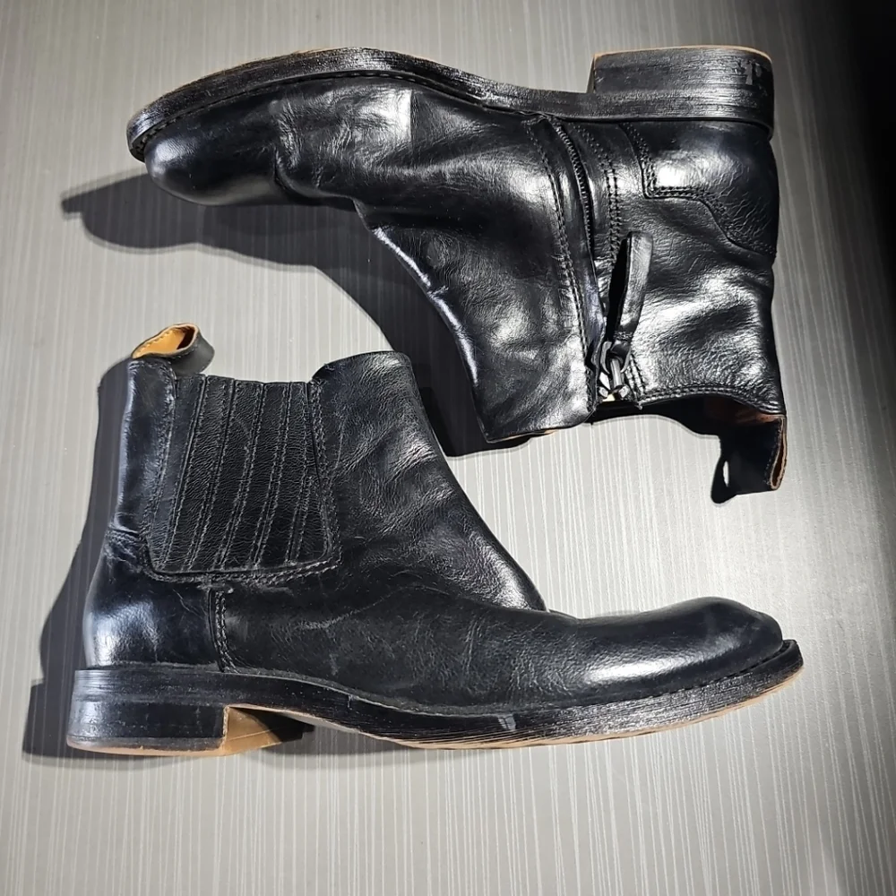 Franco Sarto Linc Casual Bootie Black Leather Upper Womens 6M Excellent PreOwned